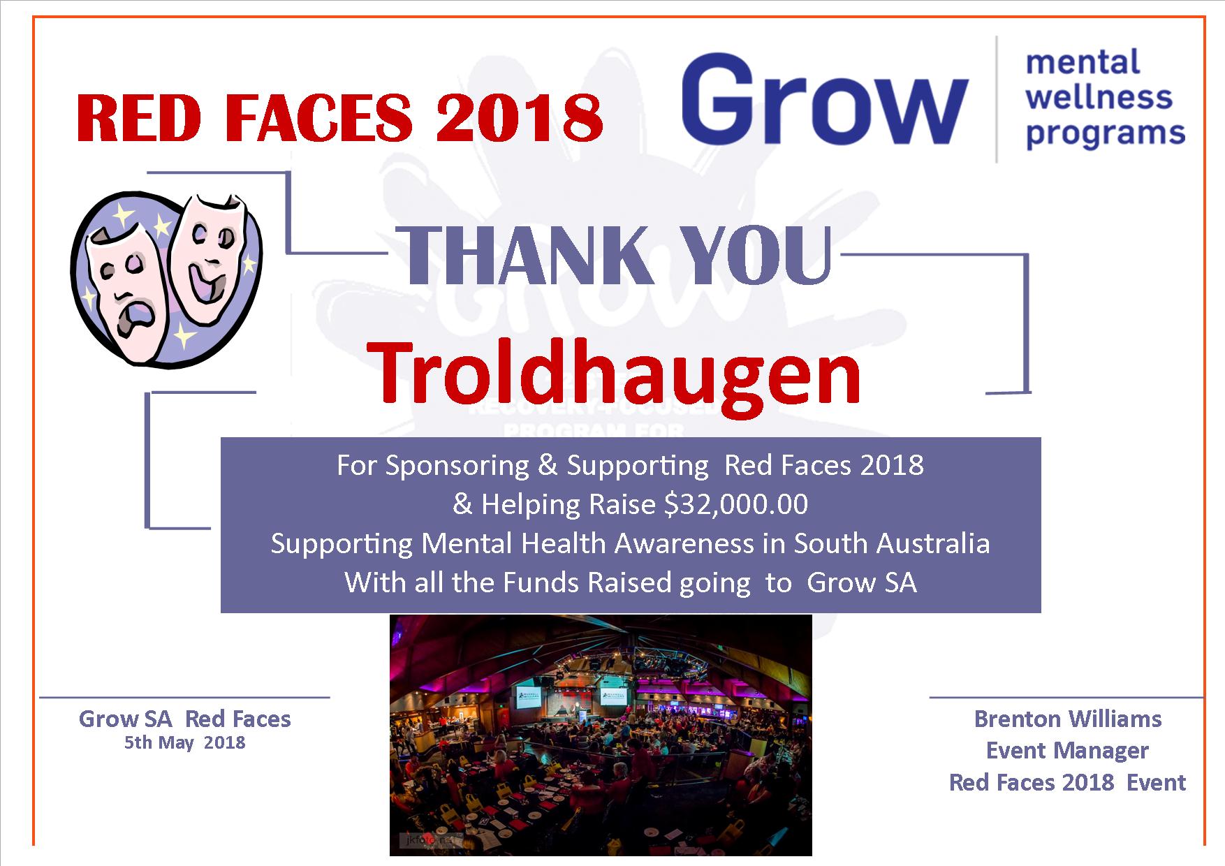 Thank You Red Faces Sponsors
